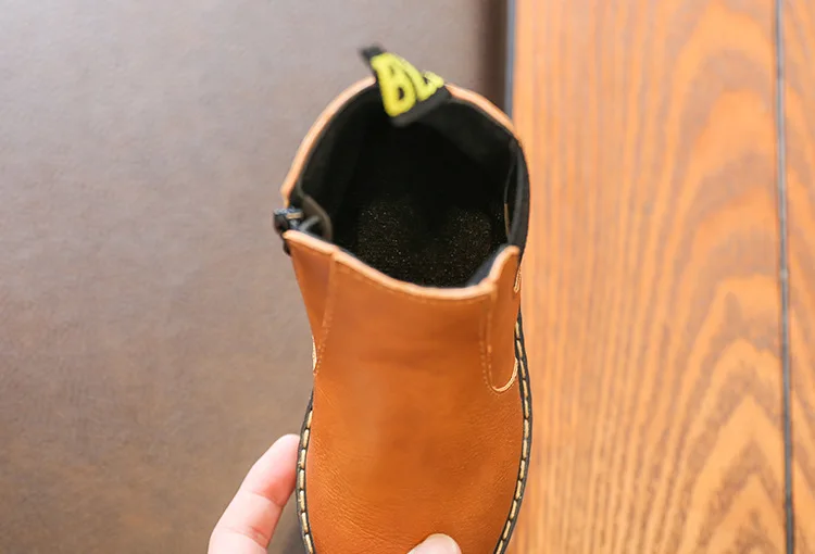 2019 Новая Осенняя детская обувь из искусственной кожи непромокаемые кожаные сапоги Теплые Детские Зимние сапожки для мальчиков и девочек