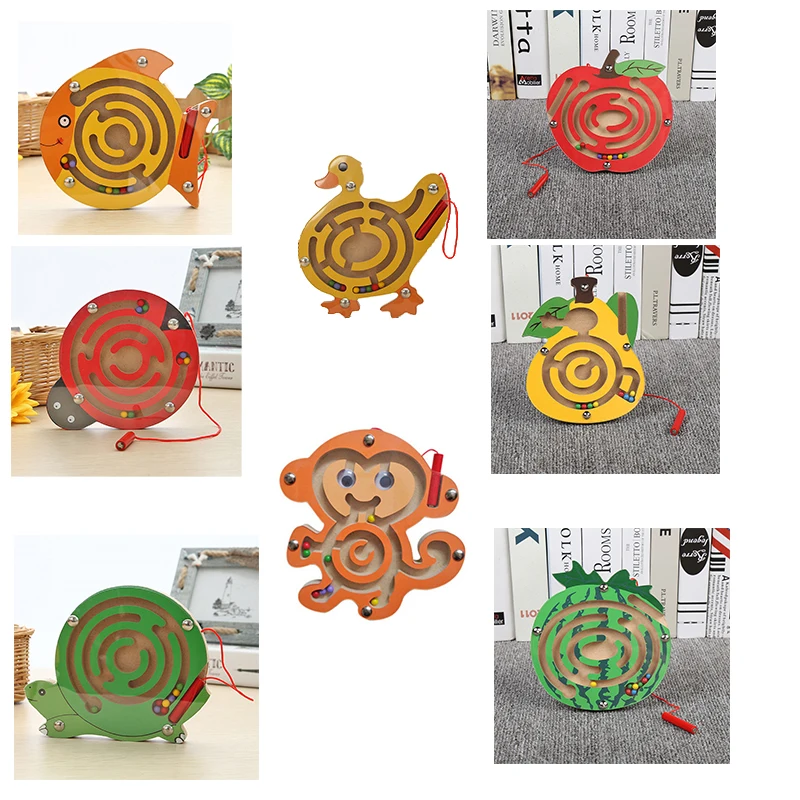 

Magnetic Maze Toy For Kids Wooden Puzzle Game Toy Early Educational Brain Teaser Wooden Toy For Toddler Puzzle Board