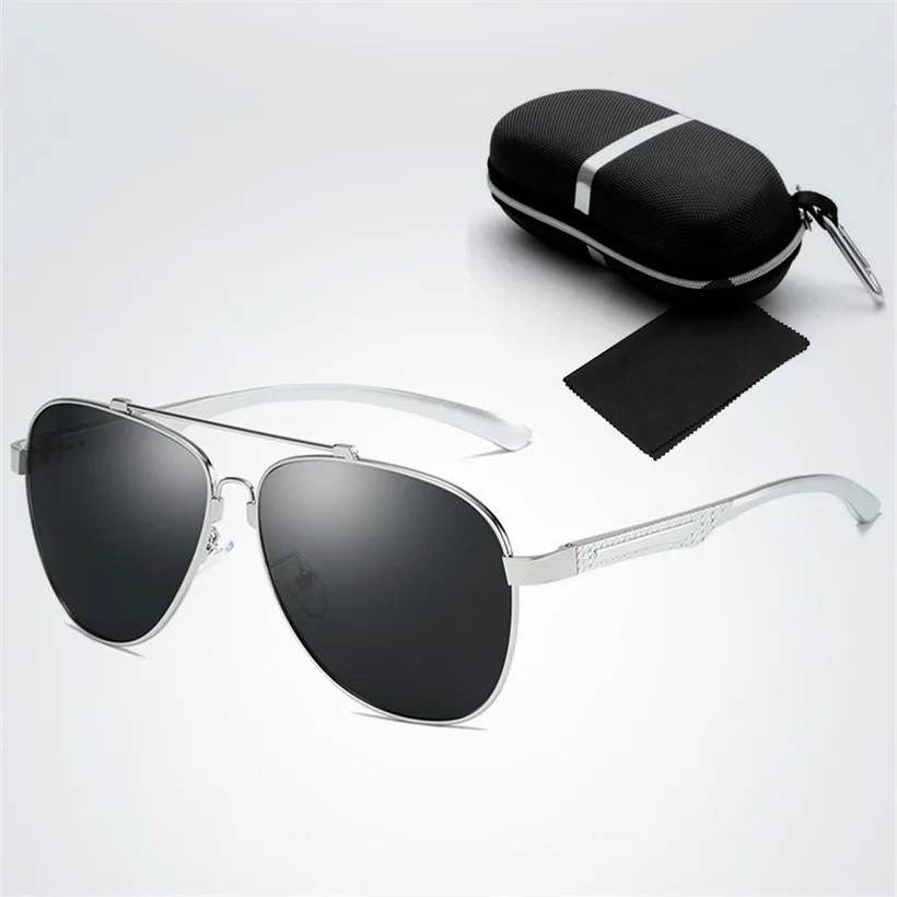 YOOSKE Мужские Винтажные алюминиевые поляризованные солнцезащитные очки, классические брендовые зеркальные очки для вождения, солнцезащитные очки с коробкой - Цвет линз: Silver Frame