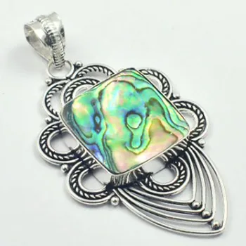 

Abalone Shell Pendant Silver Overlay over Copper, Total Length: 70mm , P4331
