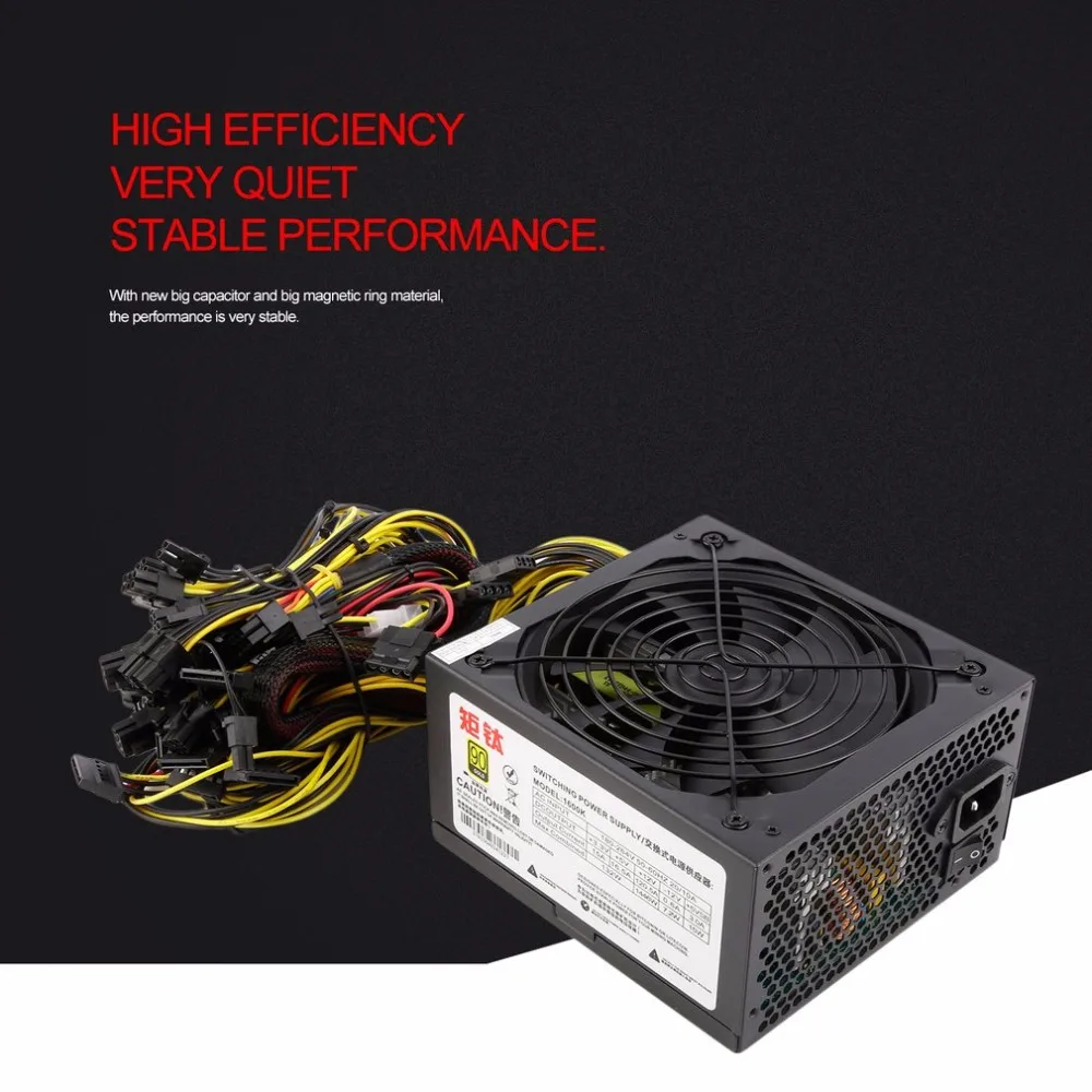 1600W Power Supply For 6GPU Eth Rig Ethereum Coin Mining Miner Dedicated 90 Gold High Efficiency Stable Performance