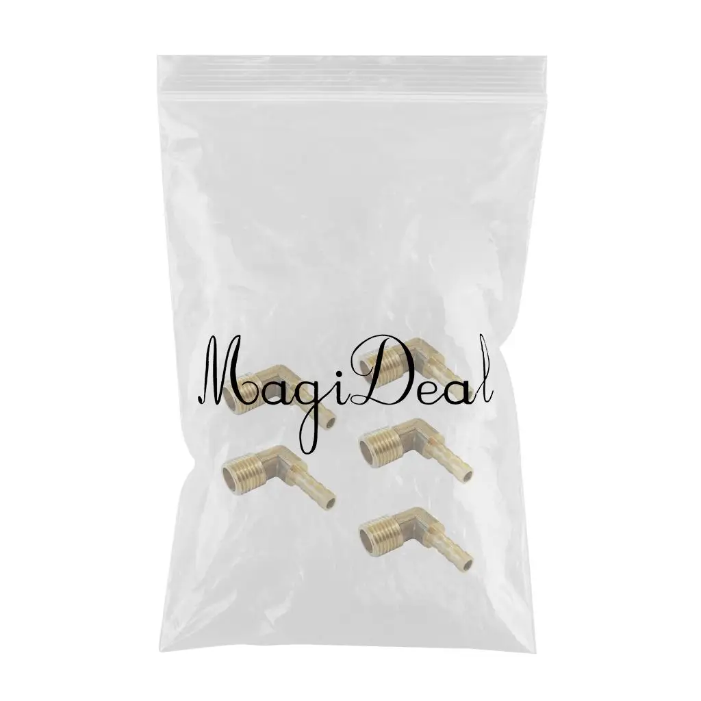 5 pieces 1/2 BSP To 10mm Brass 90 Degree Male Elbow Barb Hose Tail Pipe Gas Fittings Copper Connector Joint Coupler Adapter