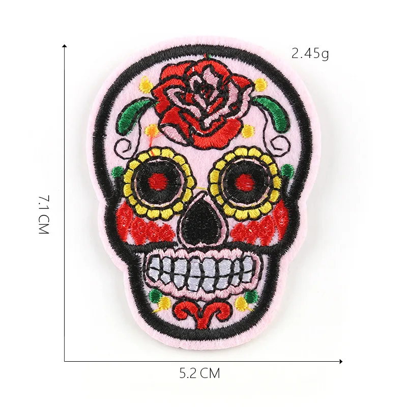 Нашивки с вышитыми черепом и розой для футболки железные в полоску аппликации цветы одежда наклейки для одежды значки@ RR - Цвет: 1-PCS-RR-14