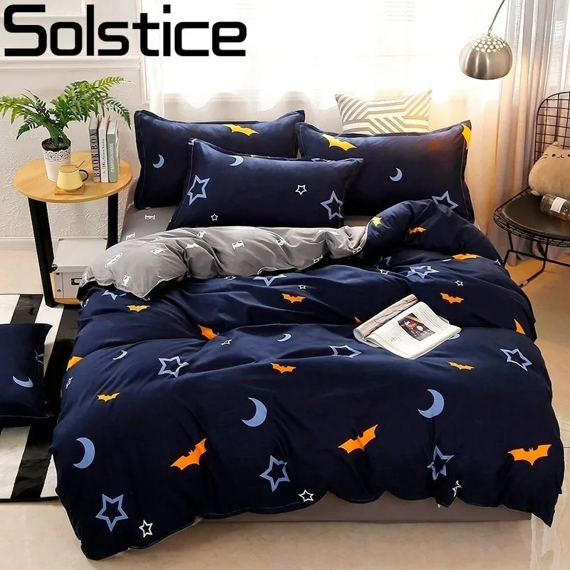

Solstice Cartoon Blue Stars Moon Children/kid Bed Linen Duvet Cover Bed Sheet Pillowcase Bed Cover Linens Bedclothes 3/4pcs Set