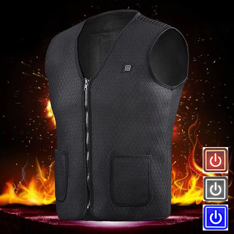 

Men Women Outdoor USB Infrared Heating Vest Jacket Winter Flexible Warm Electric Thermal Clothing Waistcoat For Sports Hiking