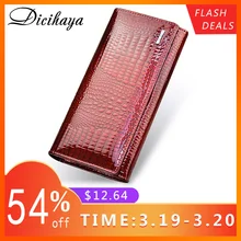 DICIHAYA из натуральной кожи Для женщин кошельки пара длинные дамы двойной кошелек-клатч на молнии сумка дизайн красный кошелек бумажники из крокодила