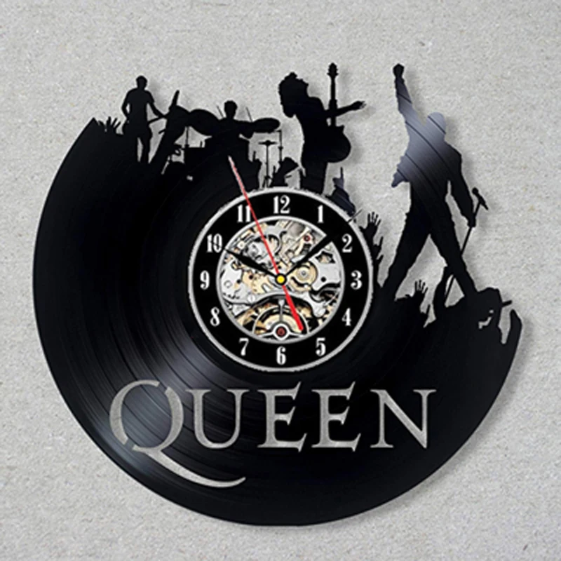 Königin Rock Band Wanduhr Moderne Design Musik Thema Klassische Schallplatte Uhren Wand Uhr Kunst Wohnkultur Geschenke für musiker-in Wanduhren aus Heim und Garten bei
