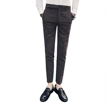 Осенние новые уличные модные повседневные штаны с полосамы британский джентльмен личности девять брюки модные тонкие мужские брюки