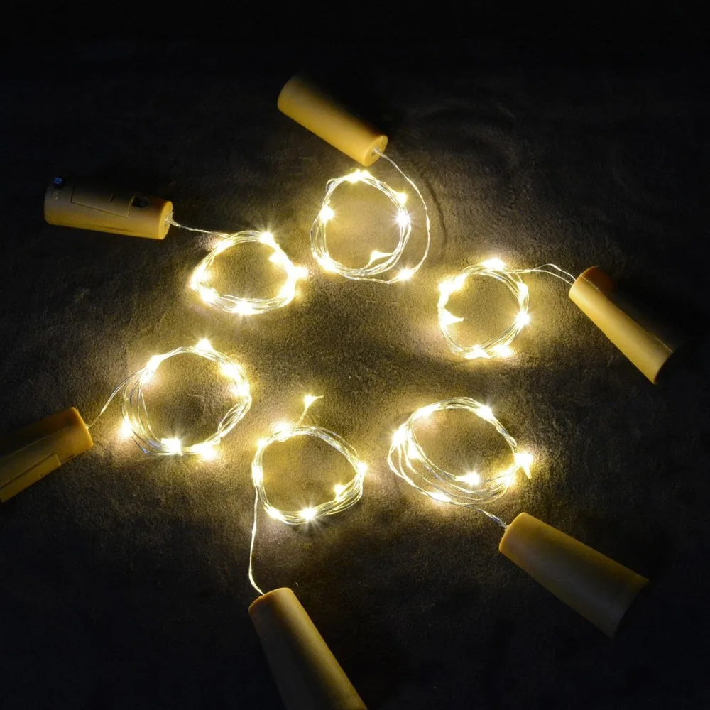 20 светодиодный свет строка Батарея работает вечерние Корк Форма светильники в форме винных бутылок ночного Декор рождественское год световая гирлянда