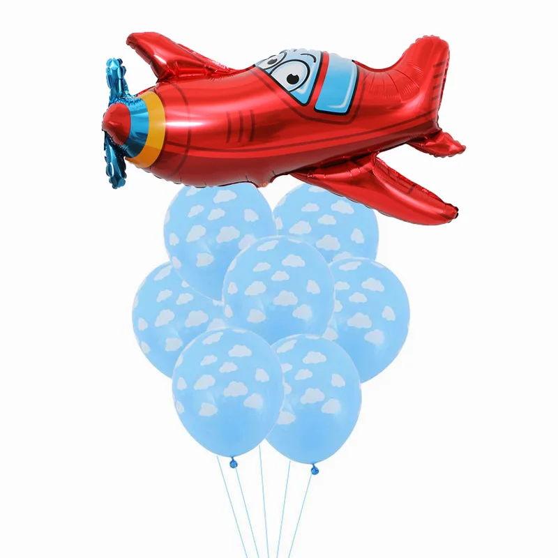 Самолет вечерние комплект самолет воздушные шары солнцезащитные очки-авиаторы тема вечерние день рождения поставки облако шары-цифры Фольга шарики Baby Shower Декор - Цвет: set 10