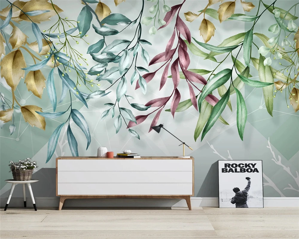 beibehang Customized modern Nordic tropical plant leaves light luxury watercolor hand painted painting papier peint wallpaper thicken print rice paper tea flower plant fiber handmade yunlong half ripe xuan paper calligraphy painting art letterhead papier