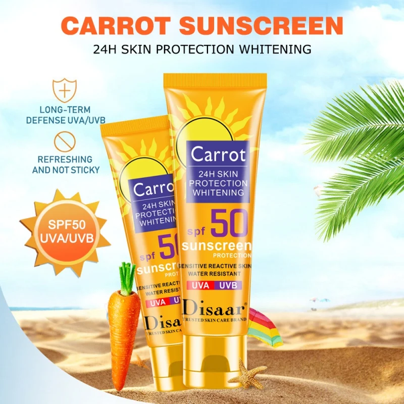 SPF 50 защитный крем для моркови Солнцезащитный увлажняющий солнцезащитный крем для кожи антивозрастной контроль масла Анти-УФ водонепроницаемая кожа для лица