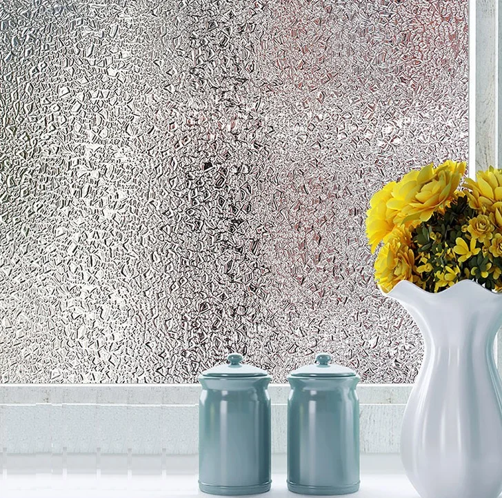 

Static Cling Self-adhesive Glass Window Film Opaque Privacy Decorative No Glue Easily Remove Window Sticker 3D laser Home Decor
