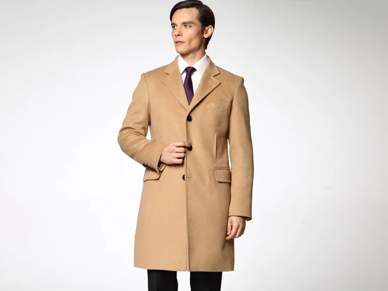 Fashion Brand Mens Wool Winter Coats Plus Size Long Camel Overcoat ...