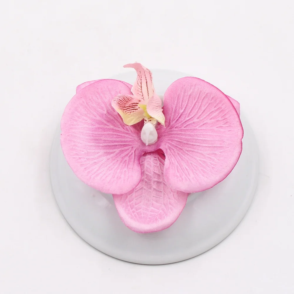 10 шт. искусственный цветок высокого качества шелковые головки орхидеи бабочки для свадьбы автомобиля украшения дома DIY Flores Cymbidium ручной работы - Цвет: dark pink