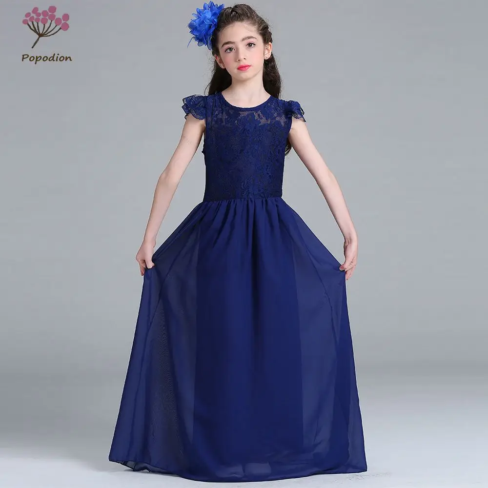 

Popodion summer children lace flower girl dresses prom dresses long party dresses prom dress FGD10086