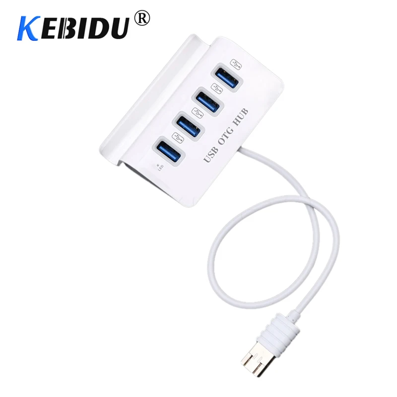 Kebidu USB 3,0 концентратор с держателем для телефона 4 порта usb-хаб USB разветвитель адаптер питания для IMac компьютер Ноутбук аксессуары концентратор USB 3,0 - Цвет: White