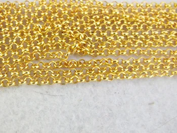 

free shipping !!! C-632105 Bulk 100m/lot 3mm Gold Tone Chain For Pendant Findings A-3174