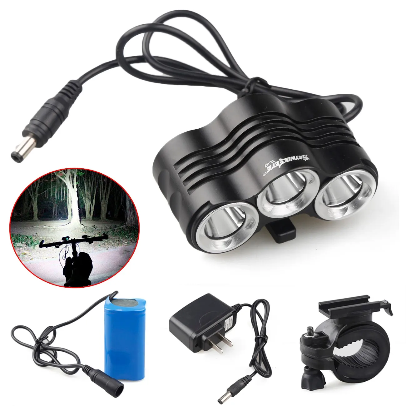 

ISHOWTIENDA Usb Rechargeable Bike Light Front Handlebar 12000LM Bike 3 x CREE XM-L T6 LED Bicycle Lamp Outdoor Headlight Set