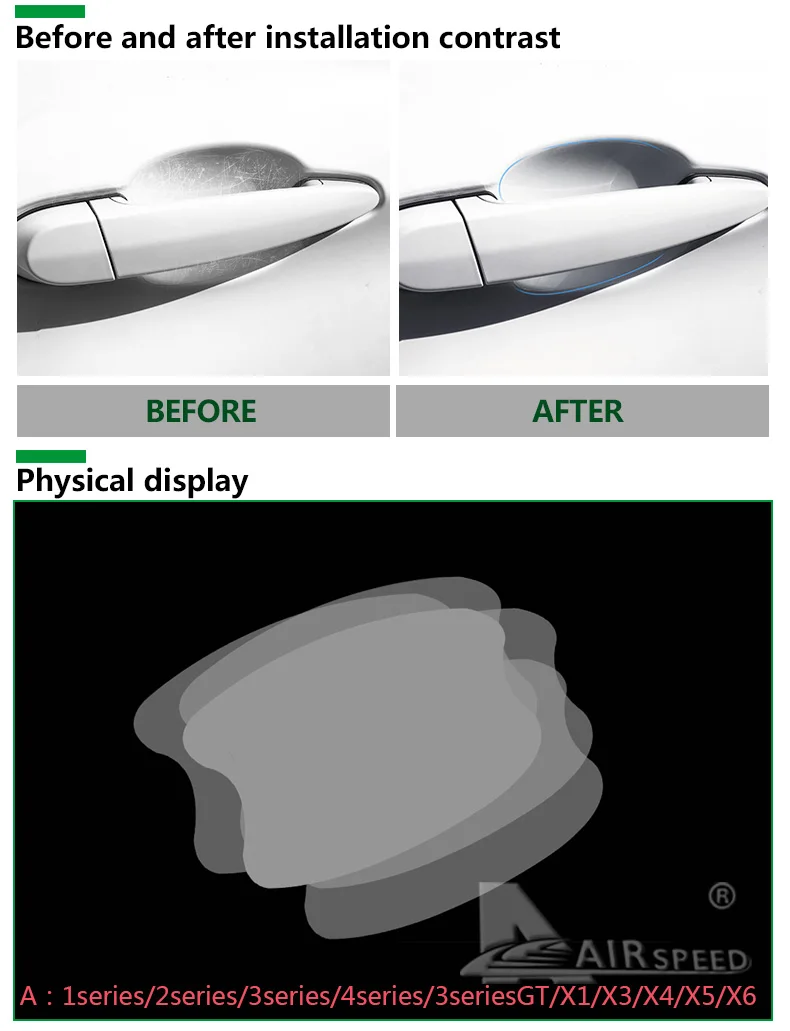 TPU Car Door Handle Protective Film for BMW X1 X3 X4 X5 X6 1 2 3 4 5 7 Series 3GT 5GT Scratch Resistant Car Accessories (2)