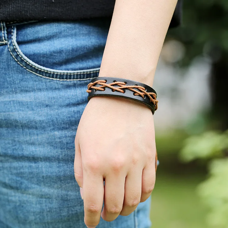 Винтажные браслеты из веревки и кожи ручной работы для мужчин женщин Braclets Female