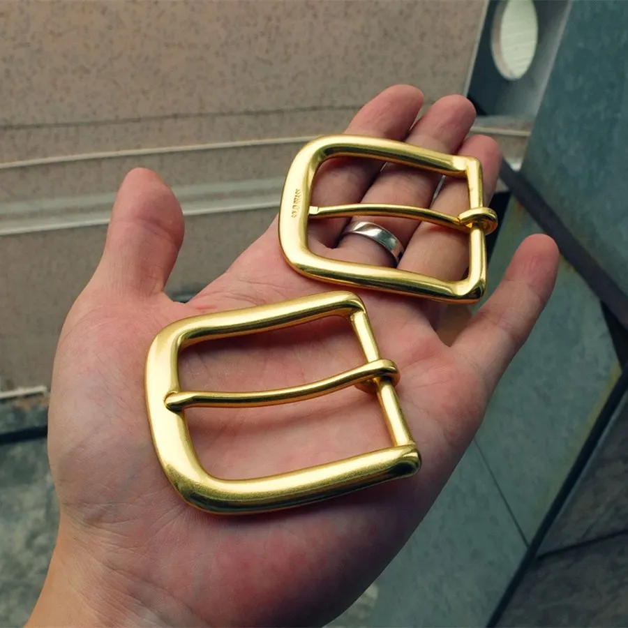 Diy Leather Craft Hardware Brass Color Solid Brass Belt Buckle For Men