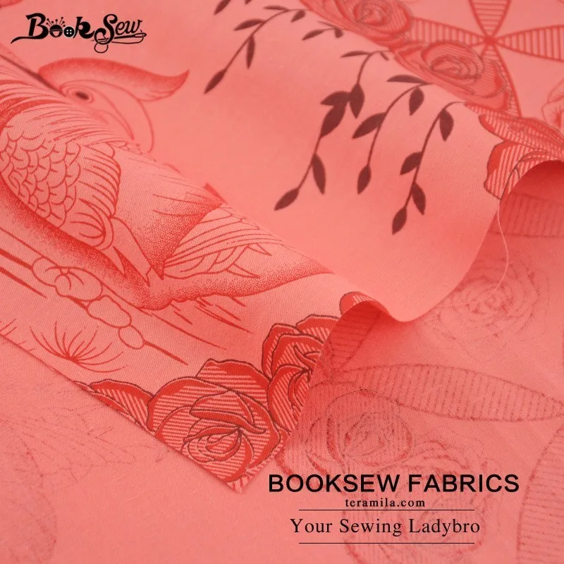 Booksew Red Cotton Twill Fabric Fat Quarter Home Textile Mandarin Duck And Flower Design Sewing Patchwork Bedding Wedding|fat quarters|cotton twill