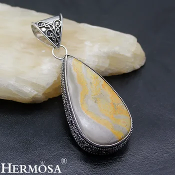 

Hermosa Jewelry Natural Advanced Semi-precious stones Color Mosaic Silver Color Necklace Pendants 63MM LM85