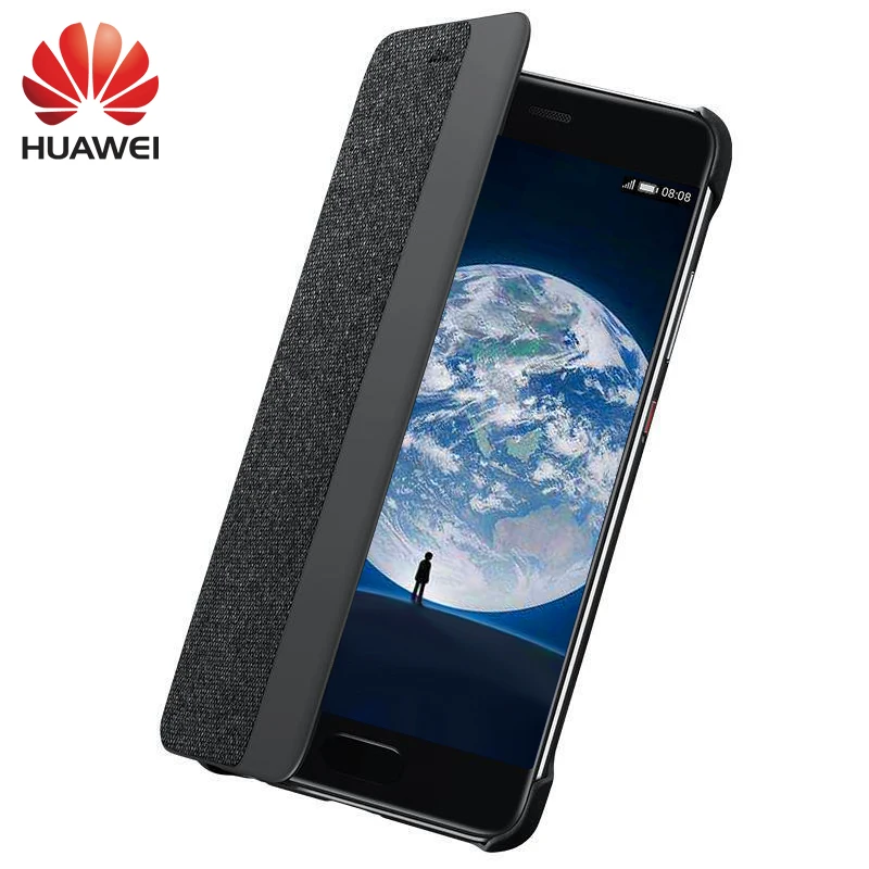 

Huawei P10 Plus Case Flip Cover 100% Original Leather Luxury Fashion Smart Window Case Auto Wake up 360 Silicone P 10 Plus