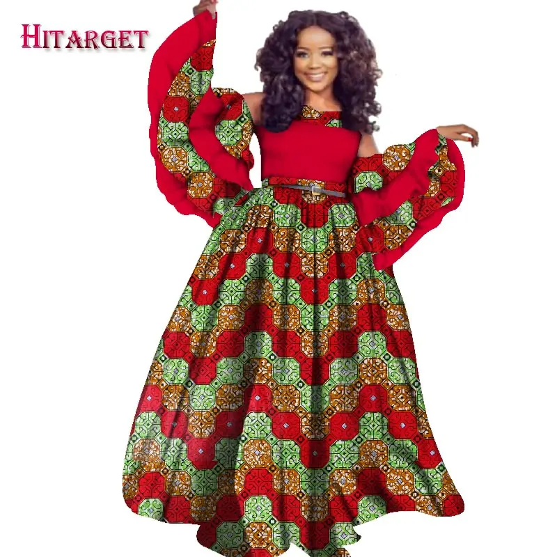 Осеннее платье в африканском стиле для женщин HITARGET индивидуальное платье в пол с длинным рукавом для женщин размера плюс хлопок с принтом WY2441 - Цвет: 17
