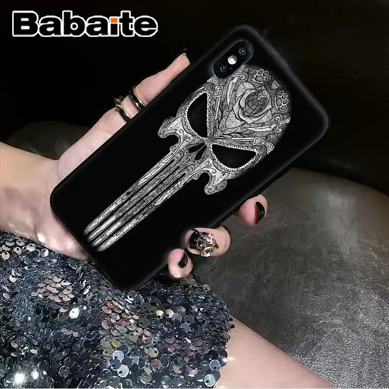 Babaite Каратель Череп DIY Роскошный Высокий протектор на конце чехол для iPhone 5 5Sx 6 7 7plus 8 8Plus X XS MAX XR