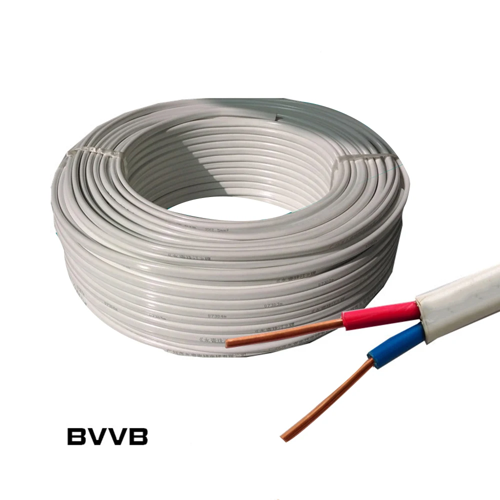 Special  100 Meters Hard Wire cable BVVB 2*2.5 Square Sheathed Lline Home Improvement White Two core Hard Wi