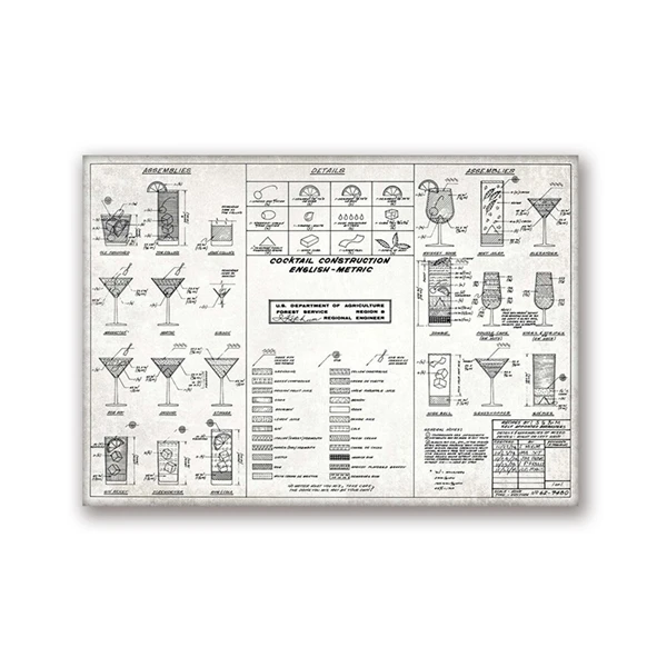 Коктейльная карта настенные художественные принты и плакат бармен подарок Рецепт коктейля Холст Картина Настенная картина Бар Паб алкоголь Искусство Декор - Цвет: PH1544