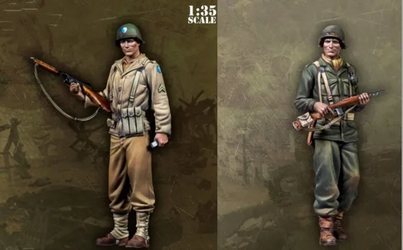 1/35 Scale WW2 Us infantry 2 Person World War II Miniatures Unpainted Resin Model Kit Figure Free Shipping | Игрушки и хобби