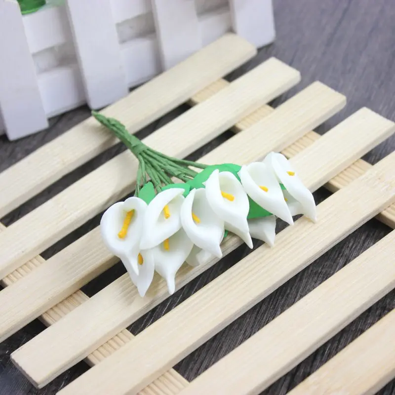 12 шт./лот 2,5 см маленький букет из искусственной ткани Калла свадебное украшение DIY декоративный венок поддельные цветы
