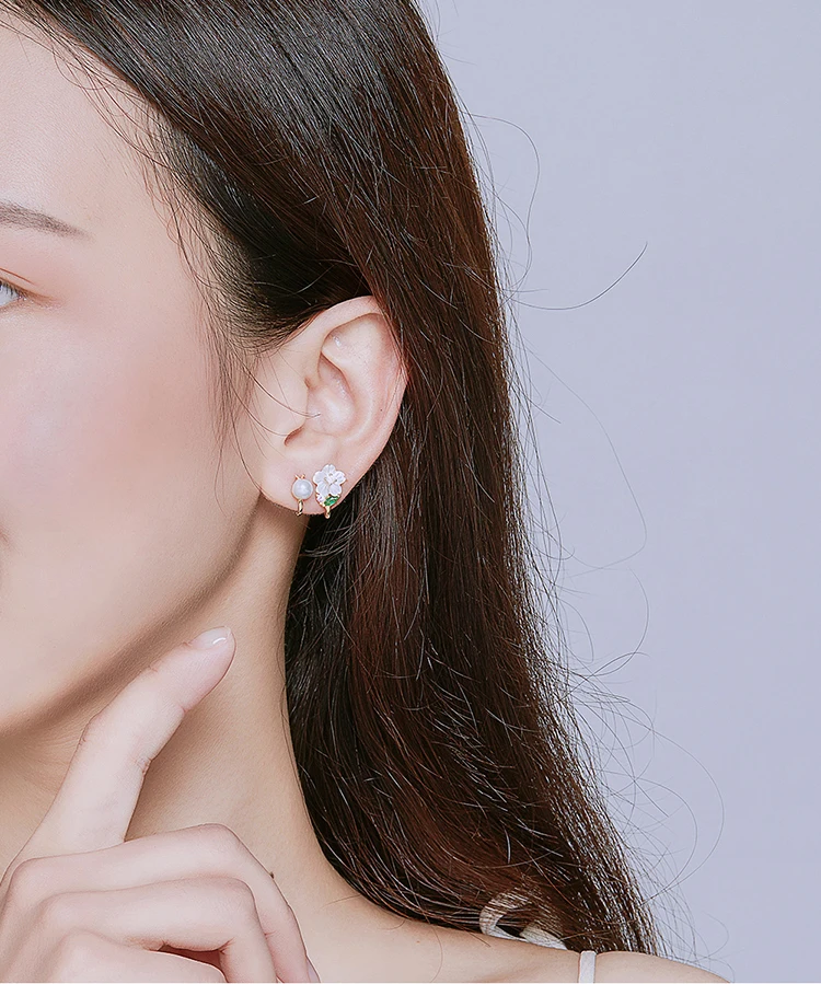 BAMOER Новая коллекция 925 пробы серебро Защита от Солнца форма геометрический клипса для уха для женщин Ослепительный CZ стерлингового серебра ювелирные изделия SCE492