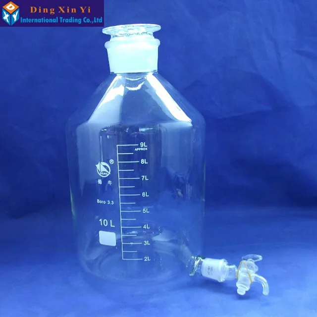 Buy 10000ml 1pc/lot aspirator bottle with ground in glass stopper and stopcock