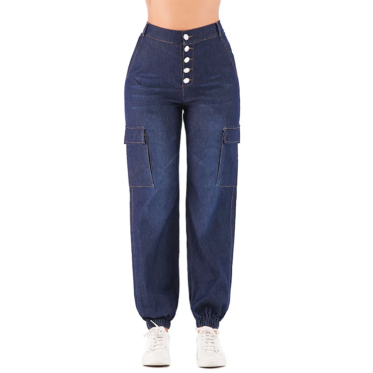 Джинсы с высокой талией, тонкие стильные джинсы для мам, женские джинсовые брюки-карго на лето и осень, женские брюки больших размеров 5XL 4XL 3XL - Цвет: NO.1
