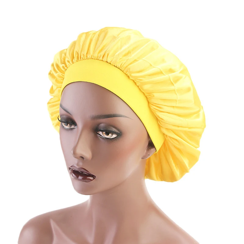 Fashion Wide Band Satin Cap Shower Cap Comfortable Night Sleep