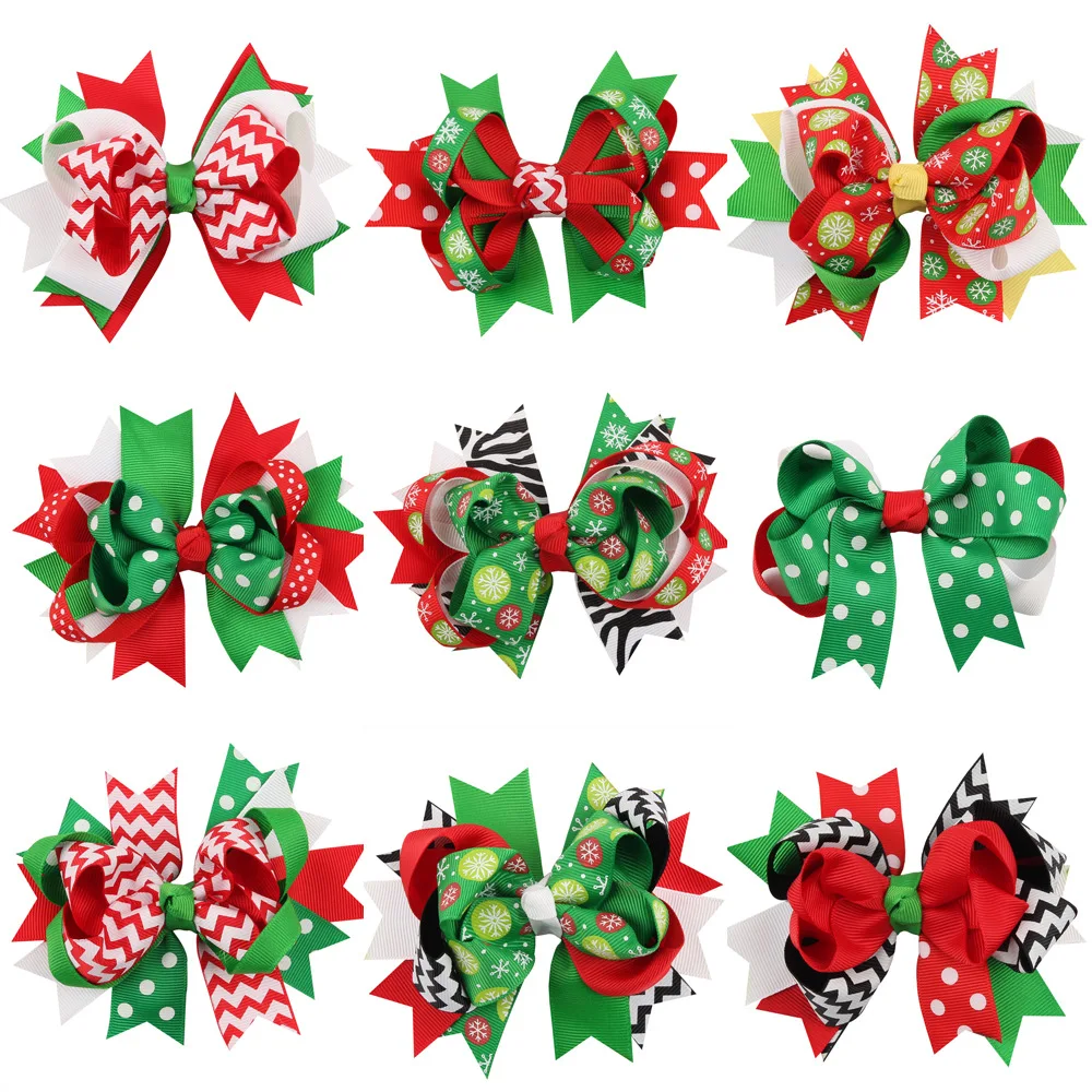 1pcs Solid Hair Swallowtail Bows Christmas Girls 13 Colors Solid