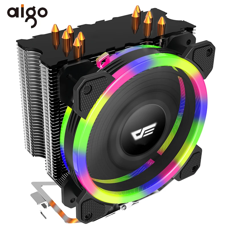 Aigo 5 тепловыми Процессор кулер светодио дный RGB TDP 280 Вт теплоотвода AMD Intel Silent 120 мм 4Pin PC процессор охлаждения Cooler Вентилятор радиатора