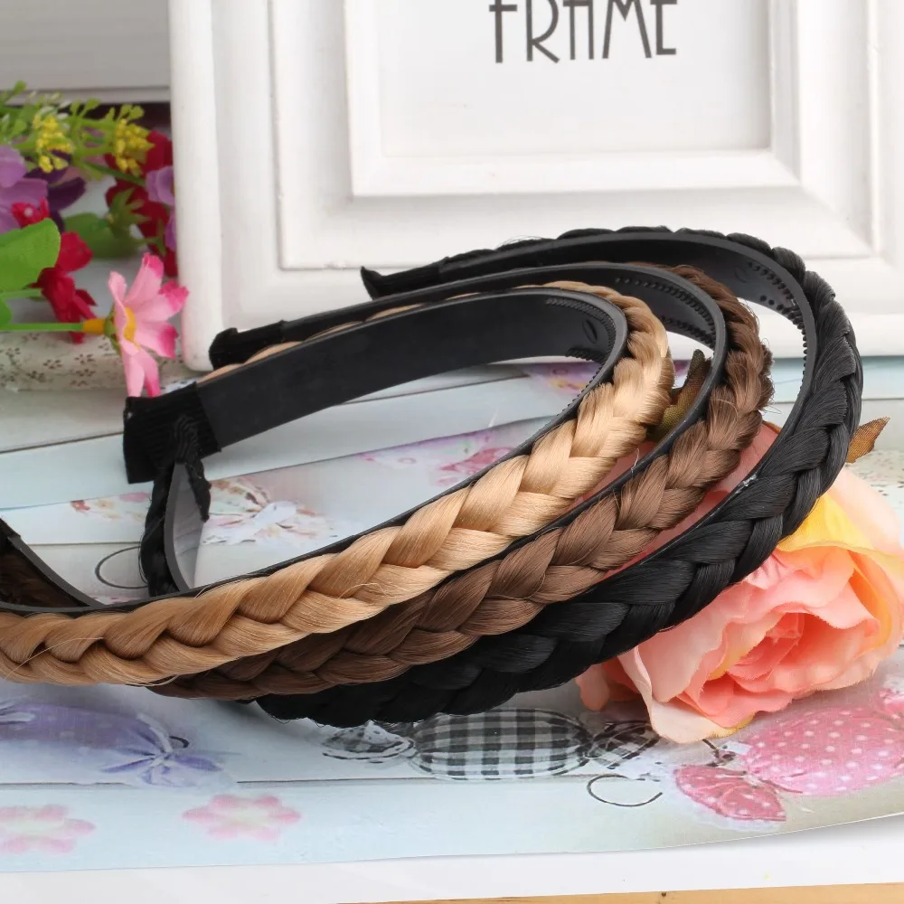 

New Women Vintage Wig Headband Braids Hair Band Girls Korea Style Headband Lady Hair Accessories