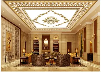 

Custom 3d photo wallpaper 3d ceiling murals wallpaper European metal relief type ceiling wallpaper decor living room wallpaper