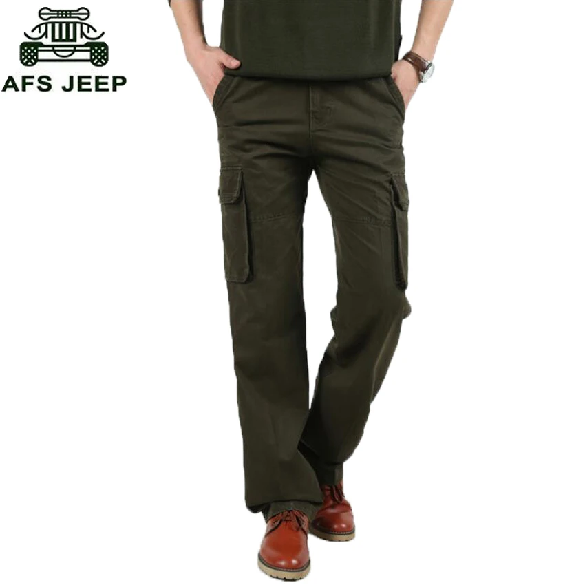 AFS JEEP Brand Men's Cotton Cargo Pants Green Black and Beige Color
