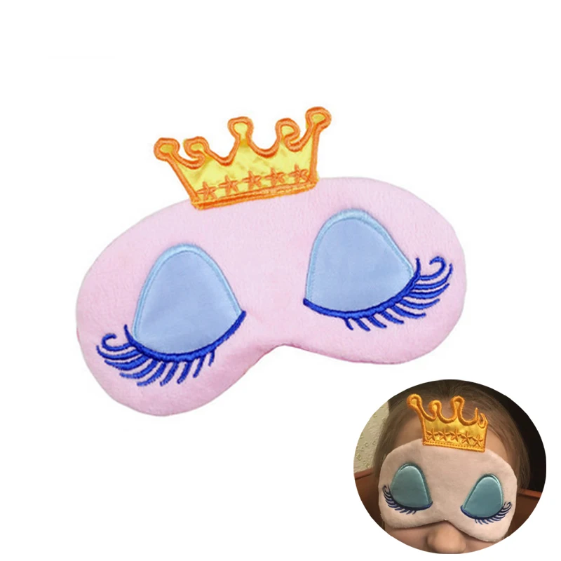 Lovely Pink/Blue Crown Sleeping Mask Eyeshade Eye Cover Travel Cartoon Long Eyelashes Blindfold Gift For Women Girls les | Красота и