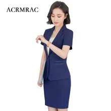 ACRMRAC Women’s clothing 2018 New Solid color Slim Short sleeve jacket pants Single Button Business OL Formal Pant Suits