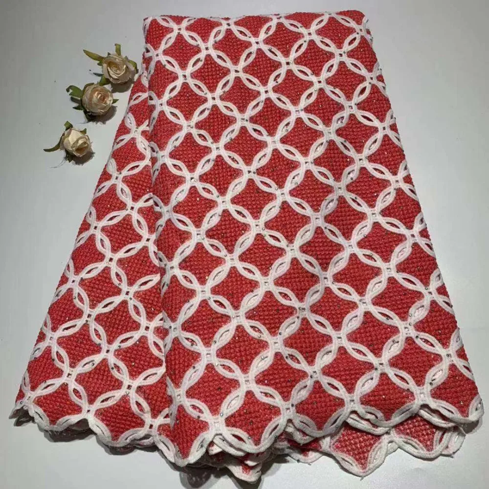 

African Cord Lace Fabric High Quality Nigerian Guipure Lace Fabric Embroidered Water Soluble Lace Fabric Wholesale