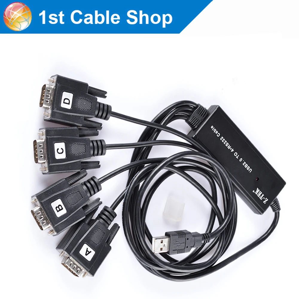 

4-port USB 2.0 to 4X RS232 serial cable splitter converter ZE552A(FTDI Chipset+win 10 supported)