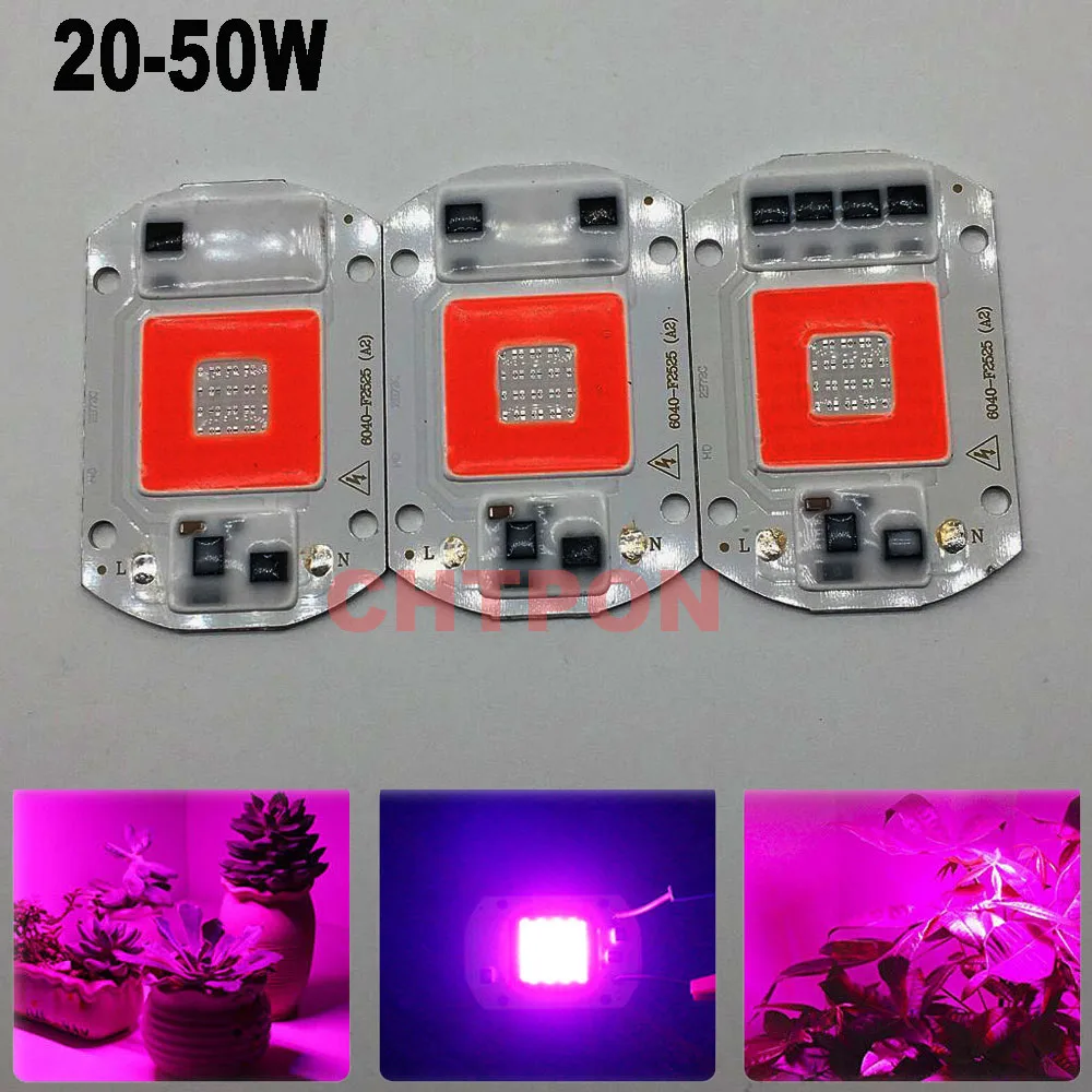 

Full Spectrum LED Red/Blue 20W 30W 50W COB SMD Smart IC Spotlight Driverless 110/220VAC