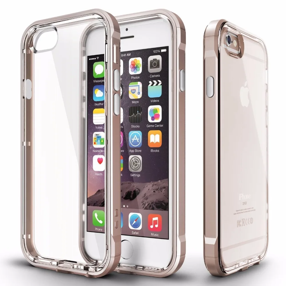 

ITEUU 6S 6 Plus Premium PC Frame TPU Shockproof Case for iphone 6 6S Plus Cases Anti-knock Clear Transparent Soft Back Cover